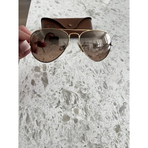 Ray-Ban Sunglasses Aviator  Gold Frame Light Brown Lens 55mm - Picture 6 of 8